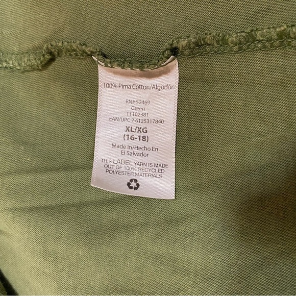 Time and Tru Women Top 100% Pima Cotton Scoop Neck Chest Pocket Green Size XL - Picture 4 of 10